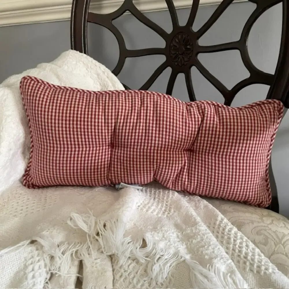 Waverly Red Gingham Lumbar Pillow Cottage Farmhouse Primitive Decor